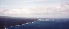 Lava flowing into the sea.